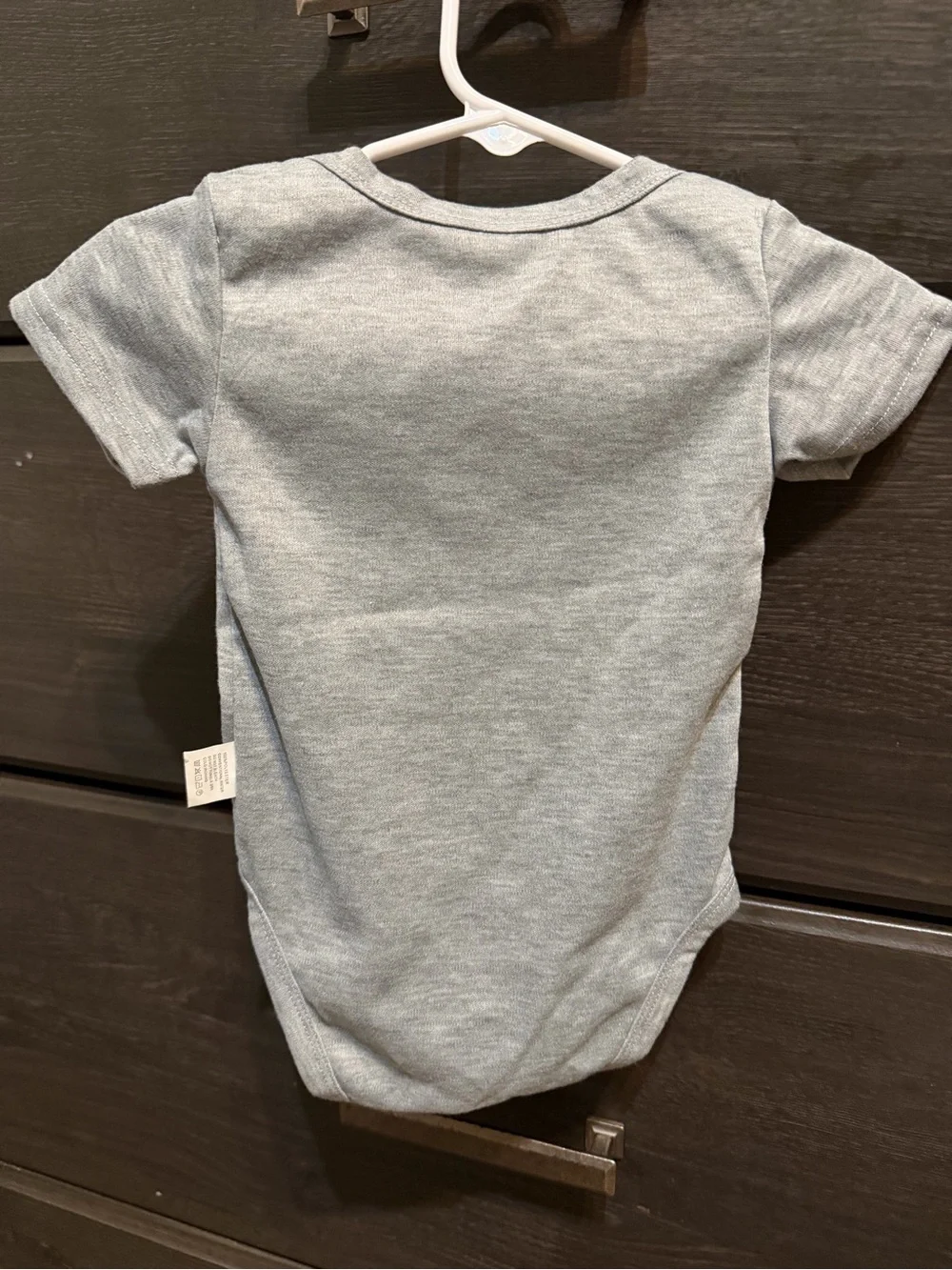 Gray Baby One-Piece Bodysuit with '9 Months' Print